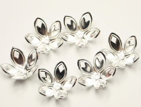 Flower Silver Plated Bead Caps 18x8mm Approx 25pcs. TRC221