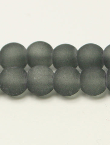 Grey Frosted Transparent Glass Round Beads 6mm Approx 70pcs. TRC227