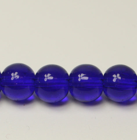 Dark Blue Glass Round Beads 8mm Approx 40pcs. TRC228