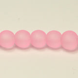 Pink Pearl Transparent Frosted Glass Round Beads 6mm Approx 70pcs. TRC231