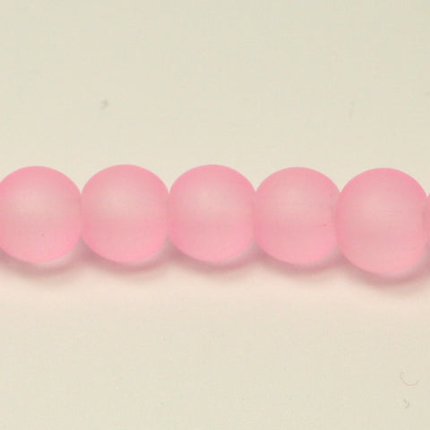 Pink Pearl Transparent Frosted Glass Round Beads 6mm Approx 70pcs. TRC231