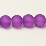 Purple Transparent Frosted Glass Round Beads 8mm Approx 50pcs. TRC232