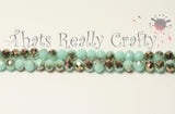 Cyan / Gold Half Fire Polished Faceted Glass Beads 6x4mm Approx 50pcs. TRC233