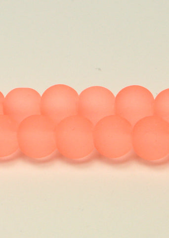 Peach Transparent Frosted Glass Round Beads 6mm Approx 70pcs. TRC236