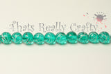 Teal Drawbench Glass Round Beads 8mm Approx 50pcs. TRC238