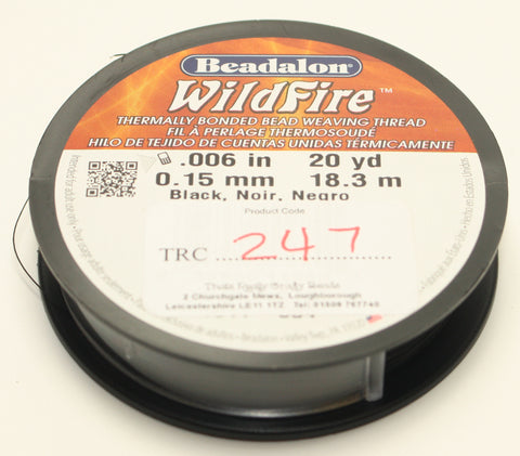 Beadalon Wildfire Thread .006" 20yd (0.15mm) Black TRC247