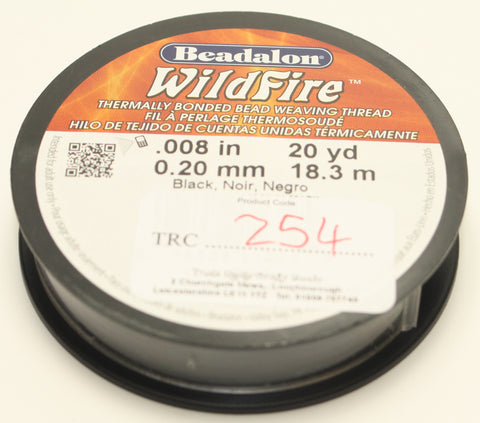 Beadalon Wildfire .008" 20yd 0.20mm Black TRC254