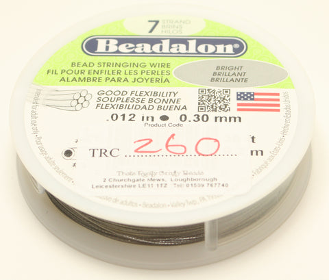 Beadalon Bead Stringing Wire Bright Brilliant .012" 0.30mm 30ft TRC260