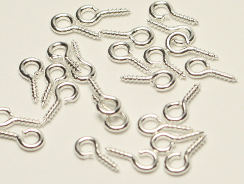 Bail Peg Silver Plated, Screw Eye Pin  8x4x1mm, 25pcs. TRC266