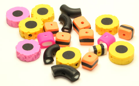 Liquorice Allsorts Polymer Clay Beads Assorted Approx 20pcs Beads TRC285