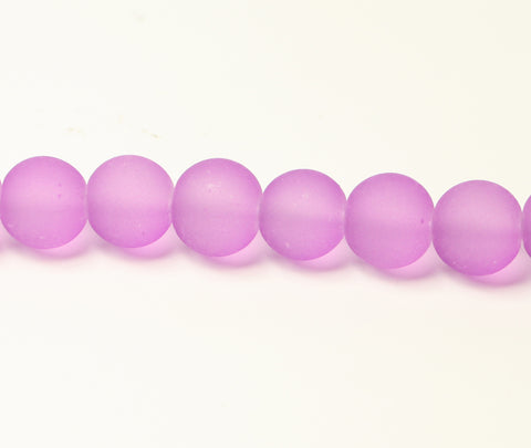 Purple Frosted Transparent Glass Round Beads 10mm Approx 40pcs. TRC293