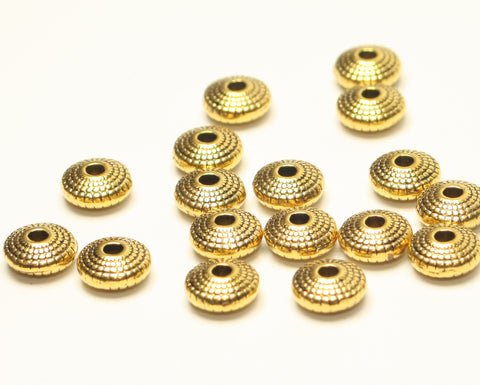 Tibetan Style Spacer Beads Antique Gold Flat Round Lead and Cadmium Free 8mm TRC298
