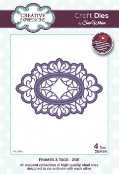 Zoe Frame and Tags Collection Die By Sue Wilson Creative Expressions CED4310