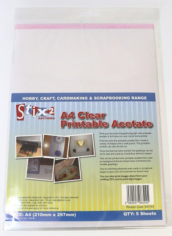 Clear Printable Acetate Sheets (inkjet Printer) - 100 Micron thick - 210mm x 297mm (A4)