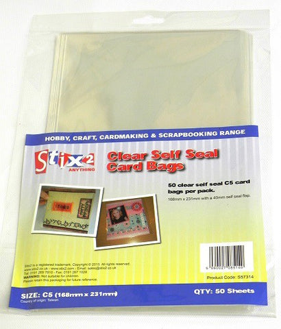 Self Seal 30 Micron Card C5L Bags 168mm x 231mm