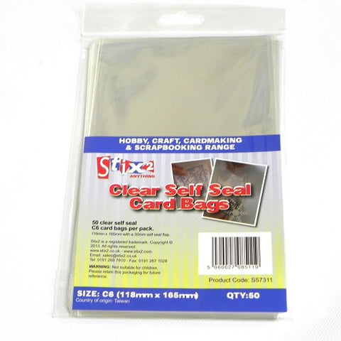 Self Seal 30 Micron Card C6 Bags 118mm x 165mm