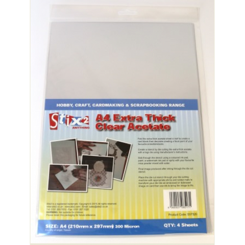 A4 Extra Thick Clear Acetate Sheets 300 Micron thick 210mm x 297mm (A4) S57320