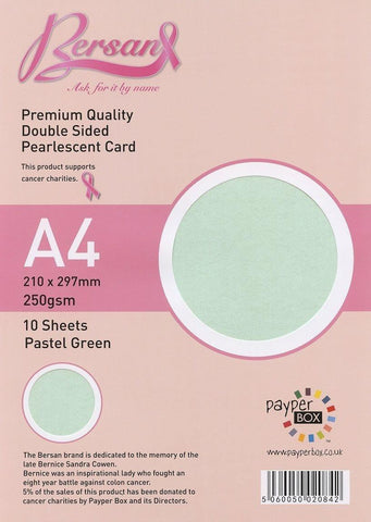 Pastel Green Bersan Premium Pearlescent card 250gsm 10 Sheets