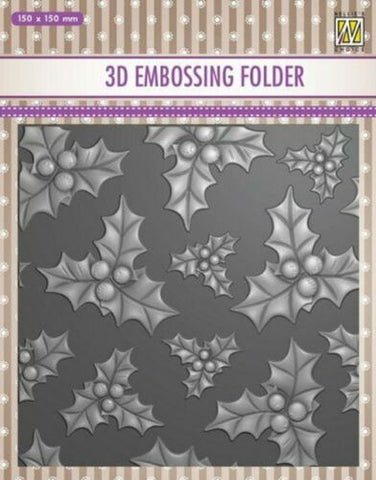Holly Leaves with Berries Nellie Snellen Embossing Folder EF3D014