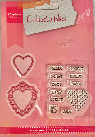Hearts Collectables Die and Stamps Sets By Marianne Designs COL1306