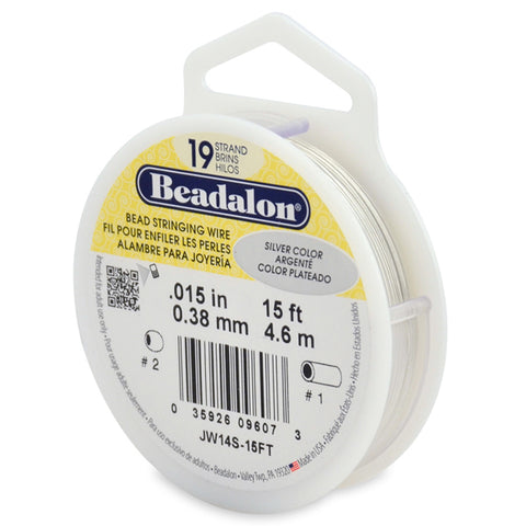 Beadalon Bead Stringing Wire Silver Colour 19 Strand 15ft (4.6m) JW14s-15FT TRC500