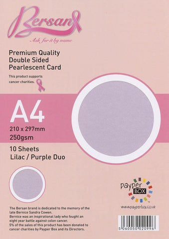Purple and Lilac Duo Bersan Premium Pearlescent card 250gsm 10 Sheets