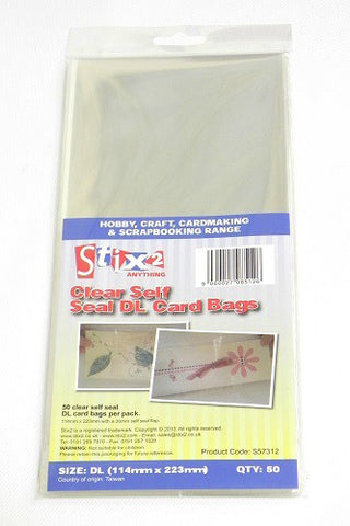 Self Seal 30 Micron Card DL Bags 114mm x 223mm