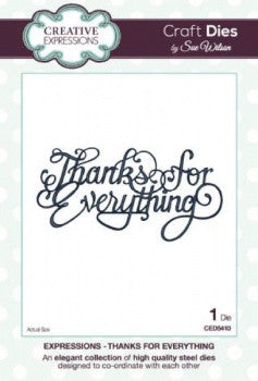 Thanks for Everything Craft Die by Sue Wilson By Creative Expressions (1pc) CED5410
