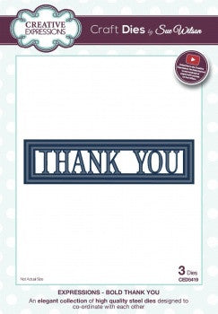 Bold Thank You Craft Dies Expressions Dies by Sue Wilson Creative Expressions CED5419