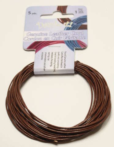 Genuine Leather Cord 1mm Round Brown 5yds TRC268
